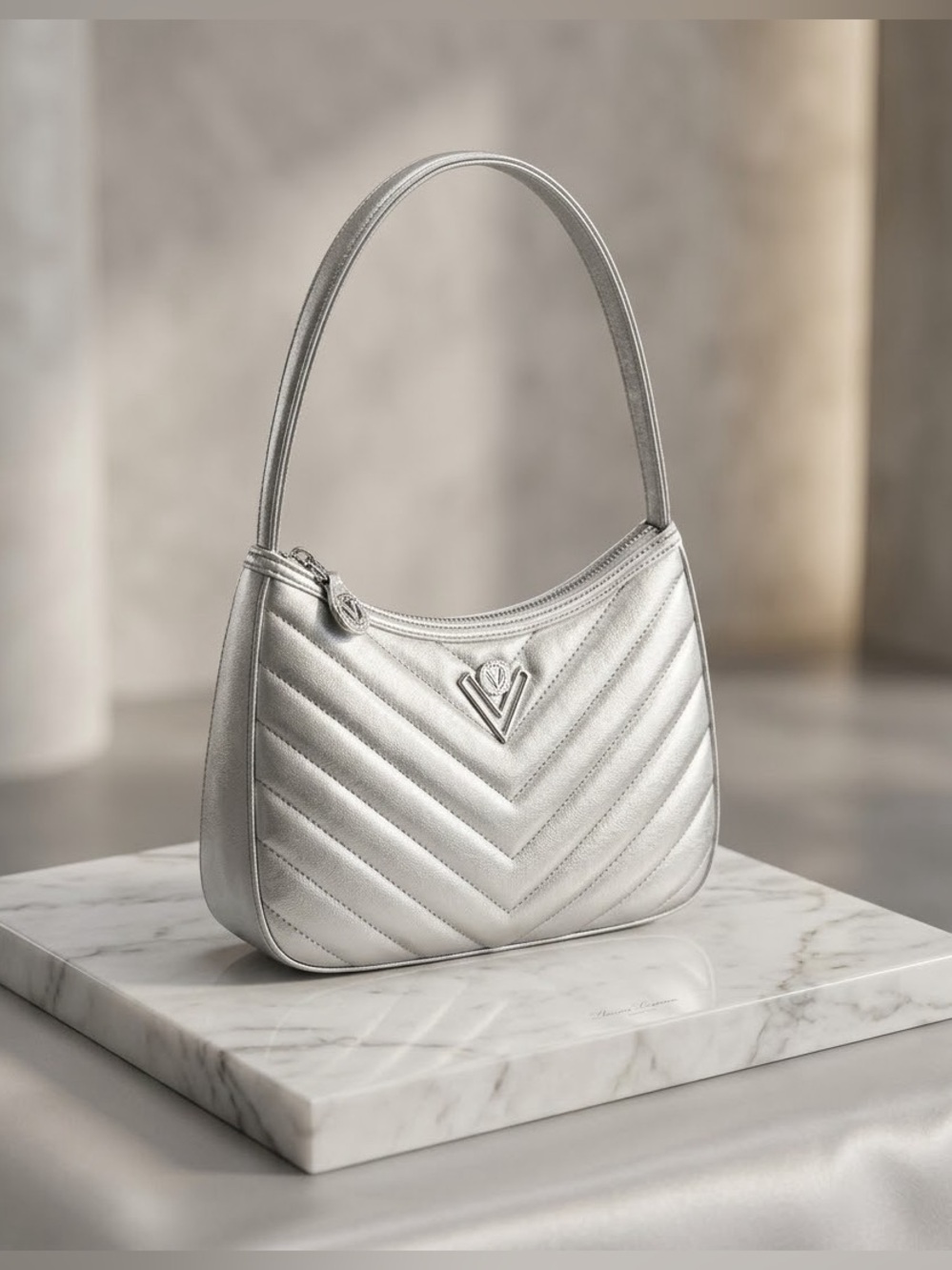 Valentino Orlandi Metallic Quilted Shoulder Bag NWT